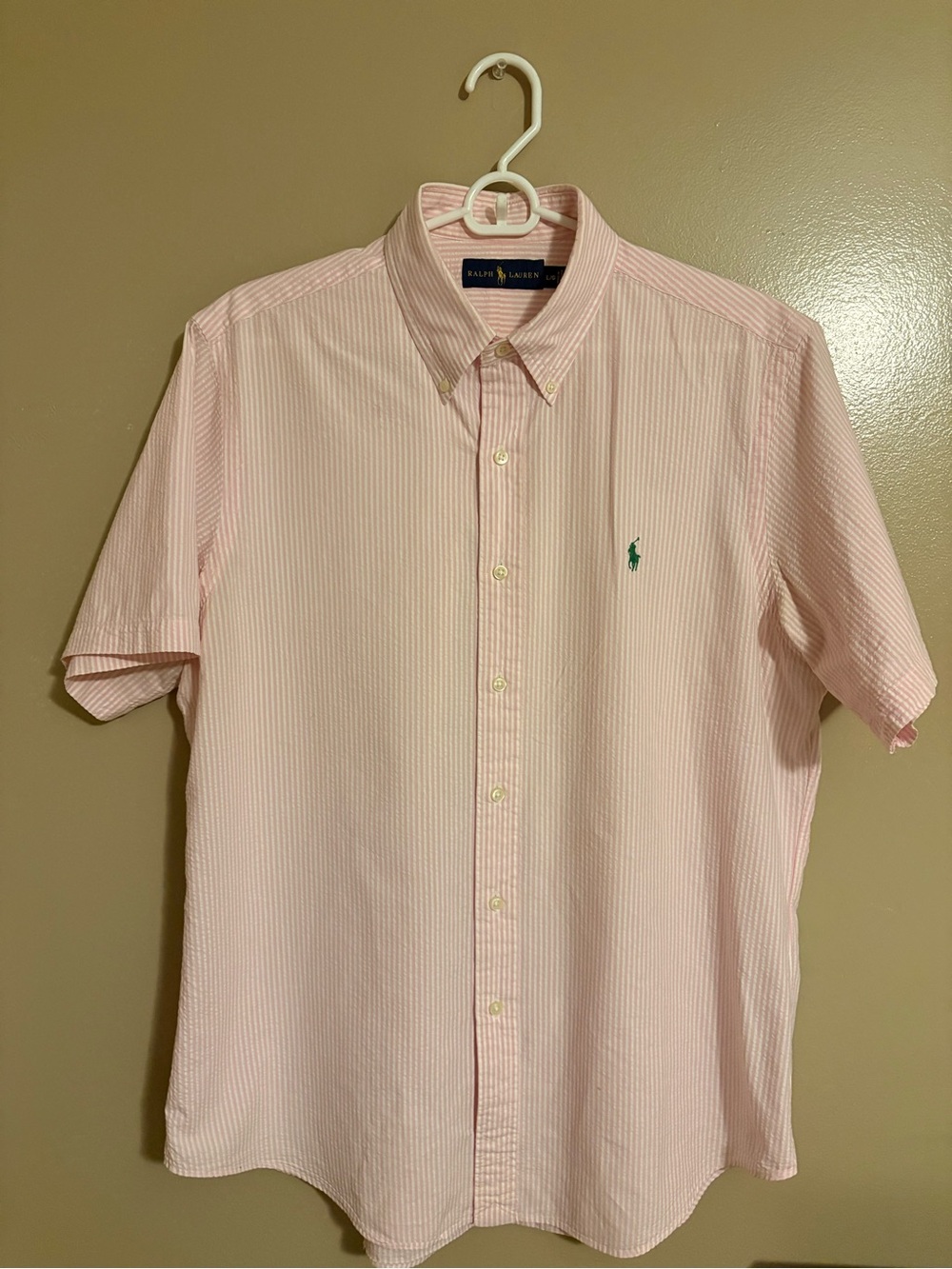 Ralph Lauren Light Pink & White Pinstripe Short-Sleeve Button-Down Shirt
